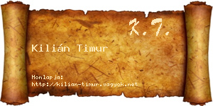 Kilián Timur névjegykártya